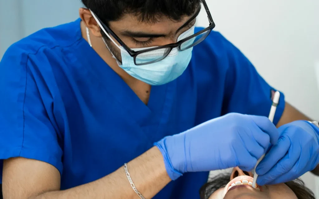 Dentist treating a patient
